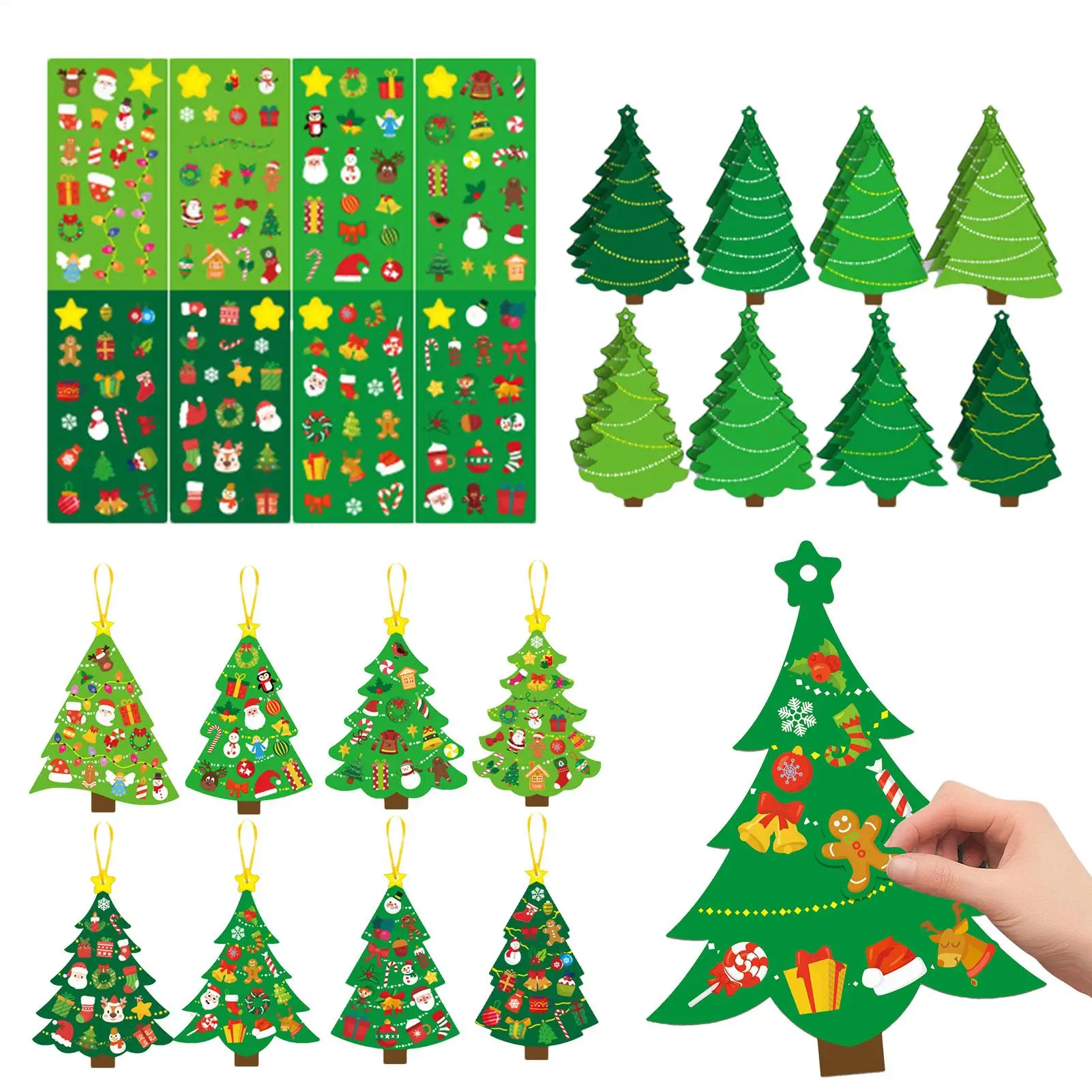 24 Stücke Weihnachten Handwerk Aufkleber DIY Weihnachtsbaum Ornamente Mit Aufkleber Kits Set Für Weihnachten Urlaub Party Dekorationen
