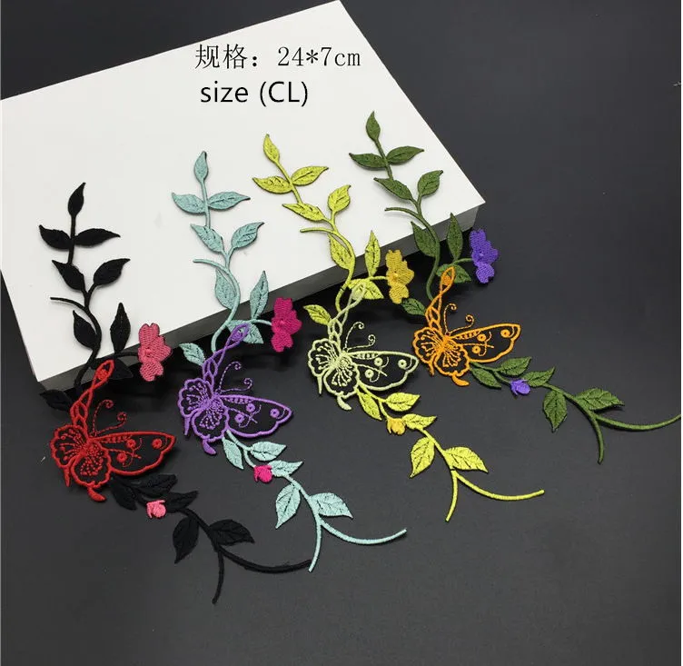 New Arrival 20 Pcs Butterfly Flower Embroidered Patch Iron On Jeans Coat Tshirt Bag Dress Decor Repair Motif Accessory DIY