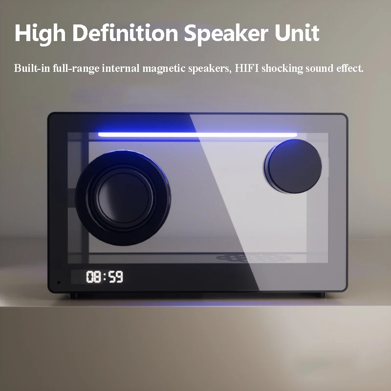 Portable Retro Bluetooth Speaker Wireless Transparent Soundbar Music Box with Colorful Ambient Light Handsfree Call Music Player