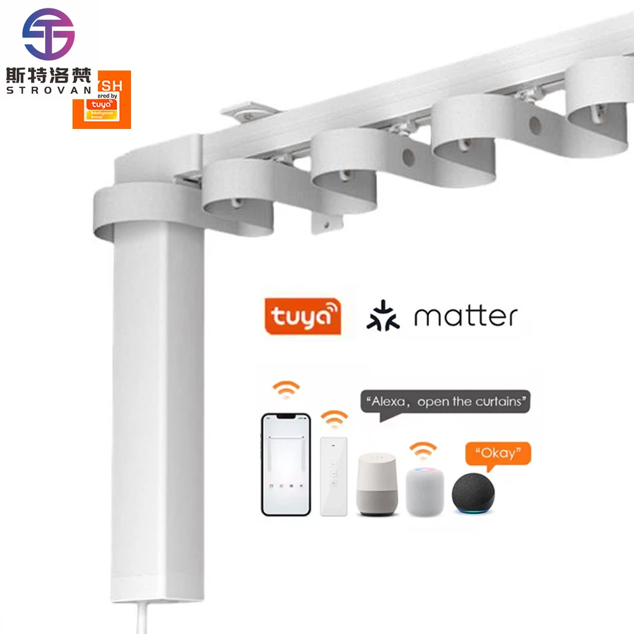 

STLF Zigbee Tuya Matter WiFi Smart Modern Ceiling-mounted S-shape Wave Curtain Motor Track Aluminum Metal With Accessories