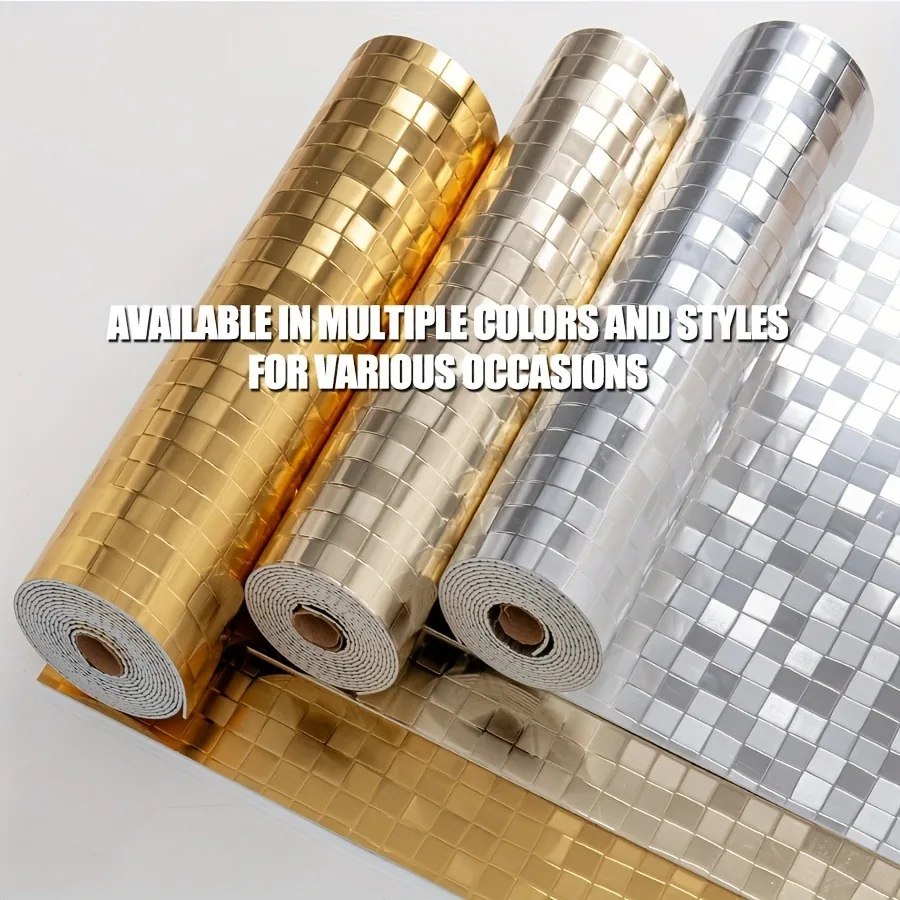 1roll 40x300cm PVC Self-Adhesive Mosaic Wallpaper Peel and Stick Mirror Reflective Texture，Suitable for Bedroom Living Room TV