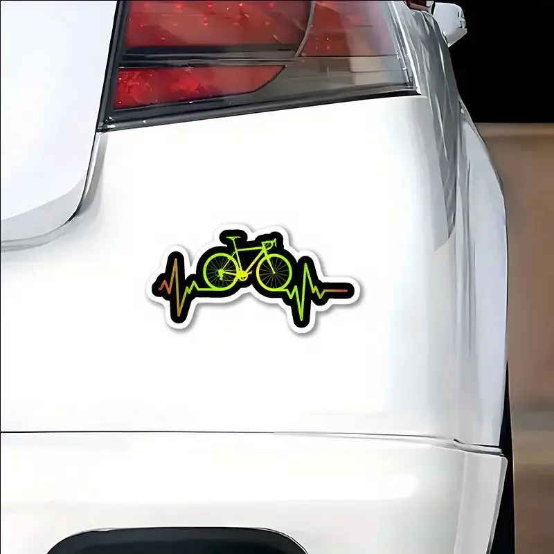 1Pc Minimalist Heartbeat Vinyl Sticker, 2D Flat Waterproof Decal for Helmet, Motorcycle, Car, Laptop and Suitcase Decor