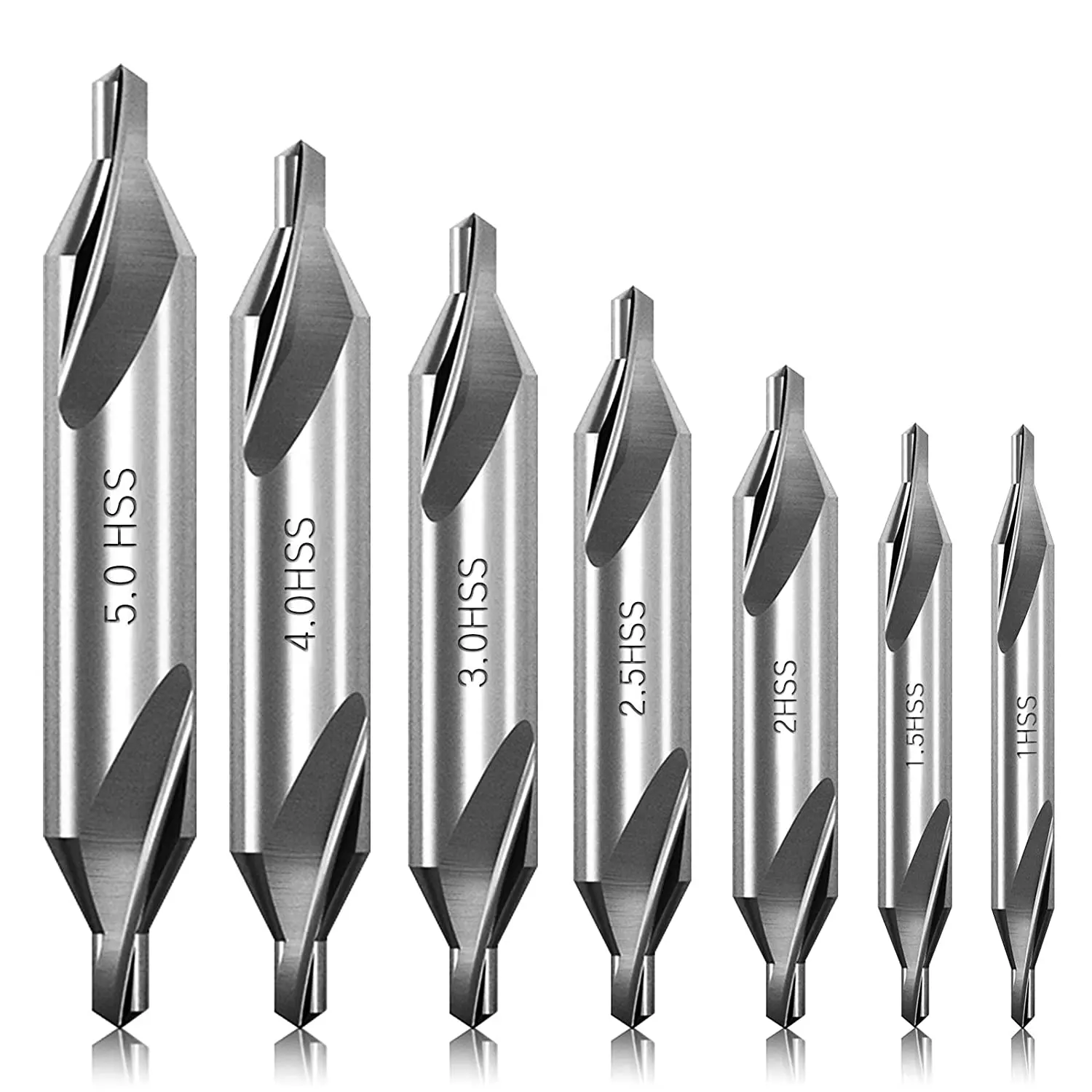

A76I 7 Pcs Center Drill Bits Set 60-Degree Angle Center Drill Bits Kit Countersink Tools for Lathe Metalworking