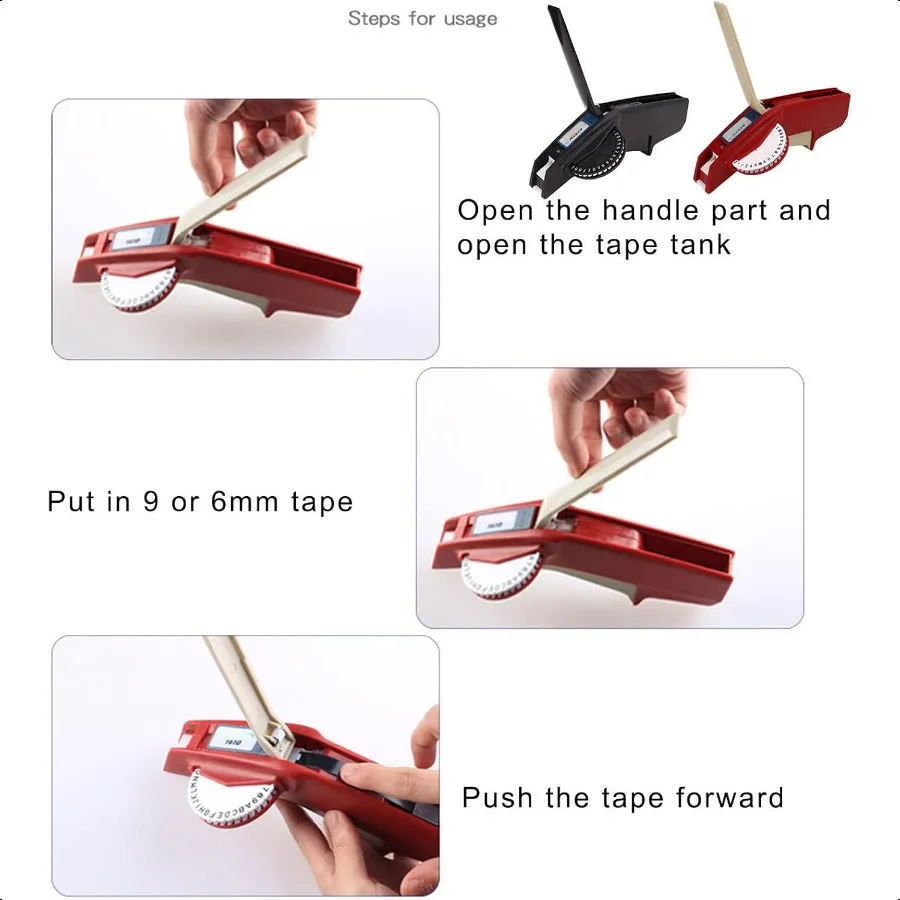 Eming Label Maker Clear Number Letter Mini Label Printer with Cutter No Ink Handheld Small Labeler hine for 6mm to 9mm Tape for