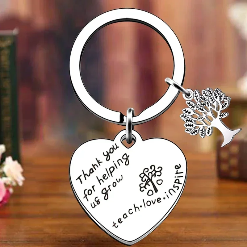 Metal Teacher Keychain Women Teachers ' Day Key Chain Pendant Teacher Thank You Gifts Thank You for Helping Us Grow