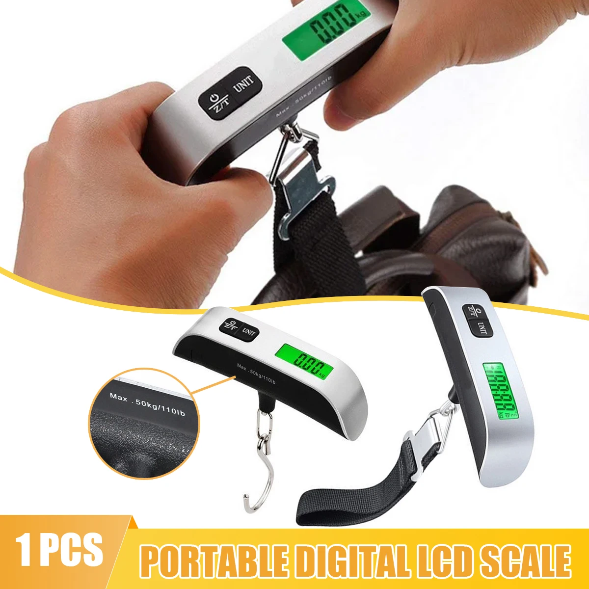 Portable Scale Digital LCD Display Electronic Scale Weight Suitcase Travel Weighs Baggage Bag 110lb/50kg  Weight Balance Tool