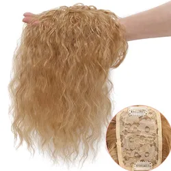 New Concubine Synthetic Clip On The Top Of The Head Replacement Block Wig Closure Corn Curl Clip Hair Extension White Gold