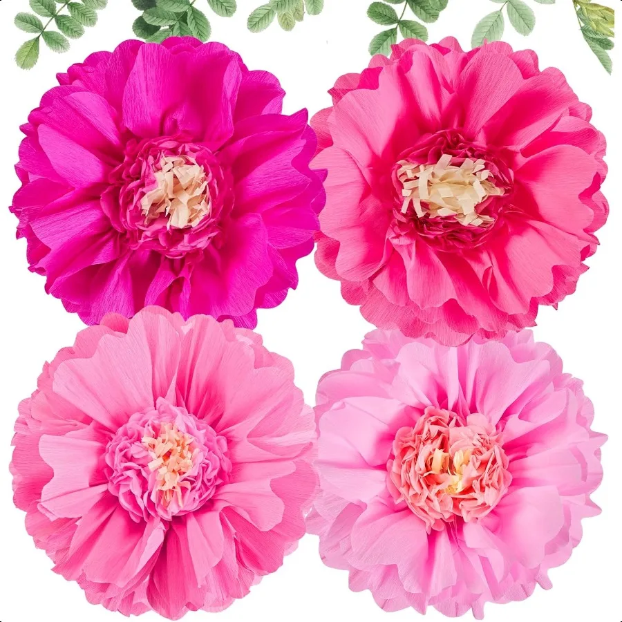 

20inch Giant Hot Pink Tissue Paper Flowers 4 PCS Large Crepe Tissue Fiesta Flowers Spring Summer DIY Craft for Birthday Wedding