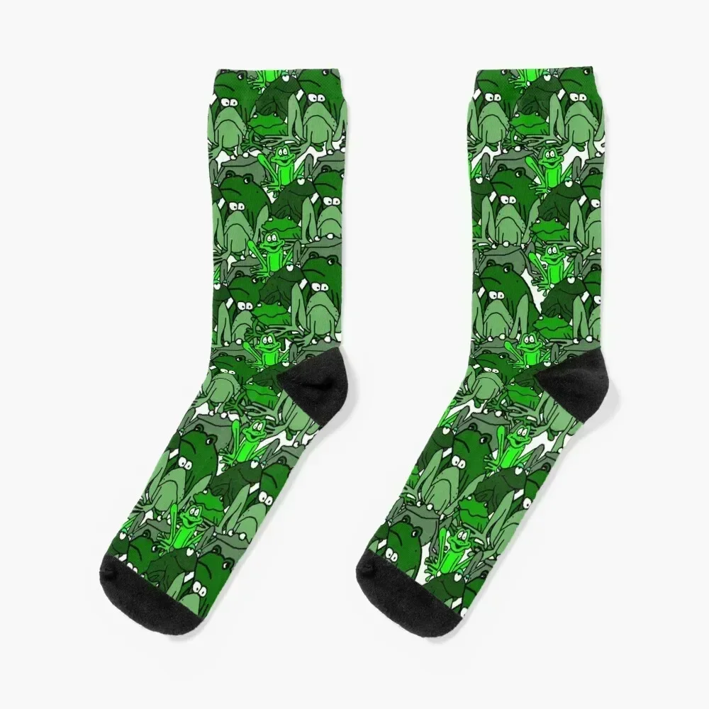 

Funny Frog Cartoon Green Pattern Socks summer hiking Non-slip Men's Socks Women's