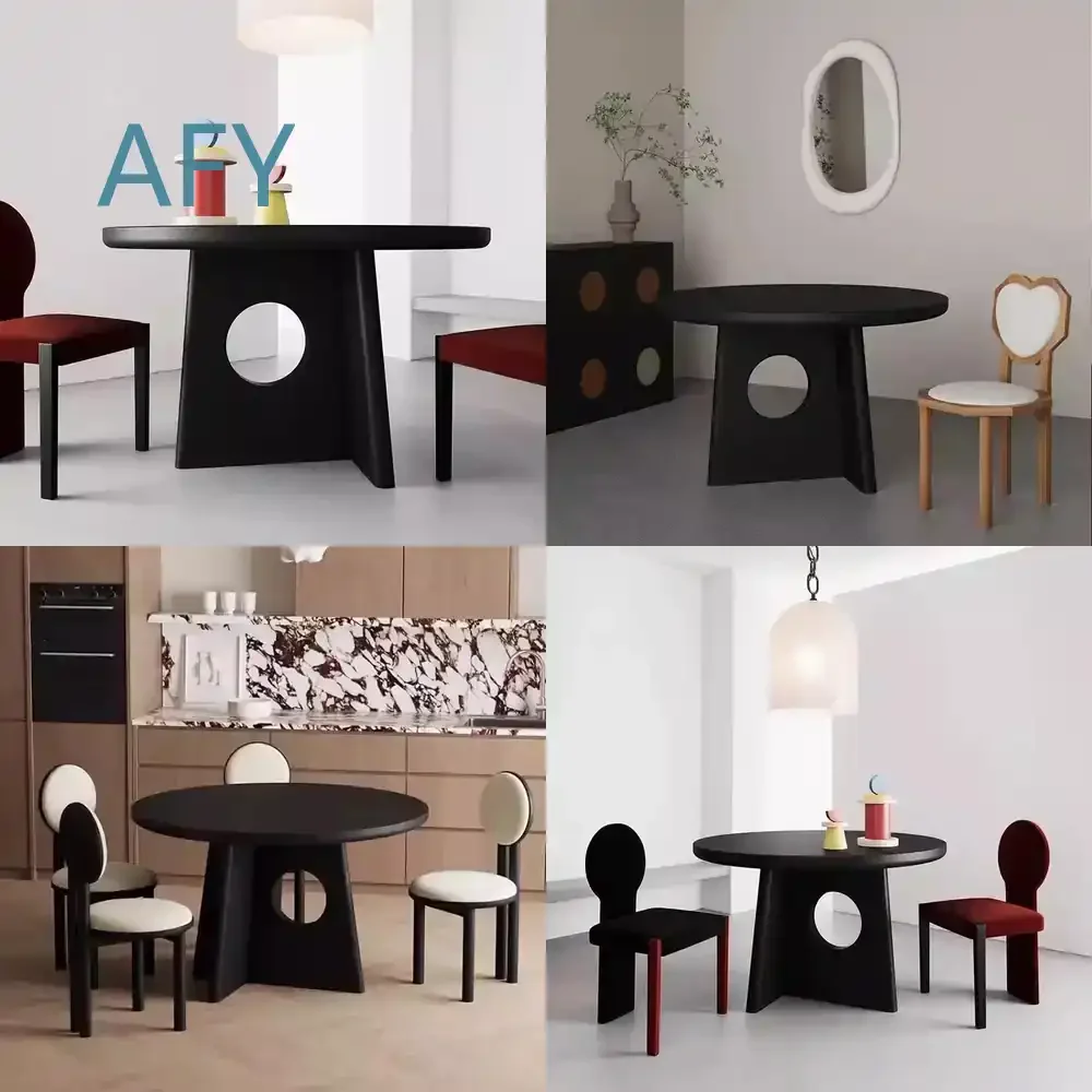 Modern Simple Log Designer Negotiation Table for French Antique Solid Wood Round Table for Small Apartment Home Office