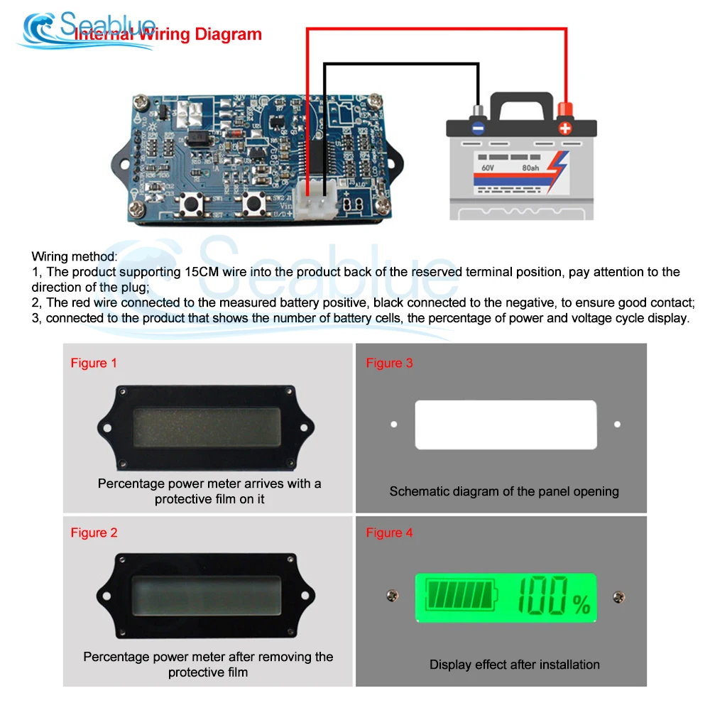 H52 Battery Capacity Indicator 12V 24V 36V 48V 60V 72V Lead Acid Lithium LiFePO4 Voltmeter Voltage Gauge for Car Motorcycle