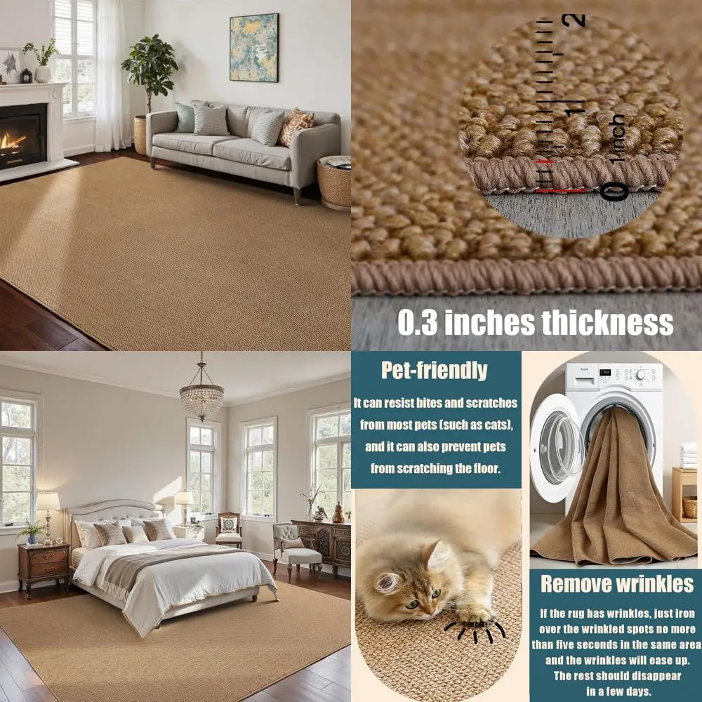 

Brown 8x10 Feet Washable Area Rug - Non-Slip Indoor Carpet for Living Room, Kitchen, Dining, and Bedroom