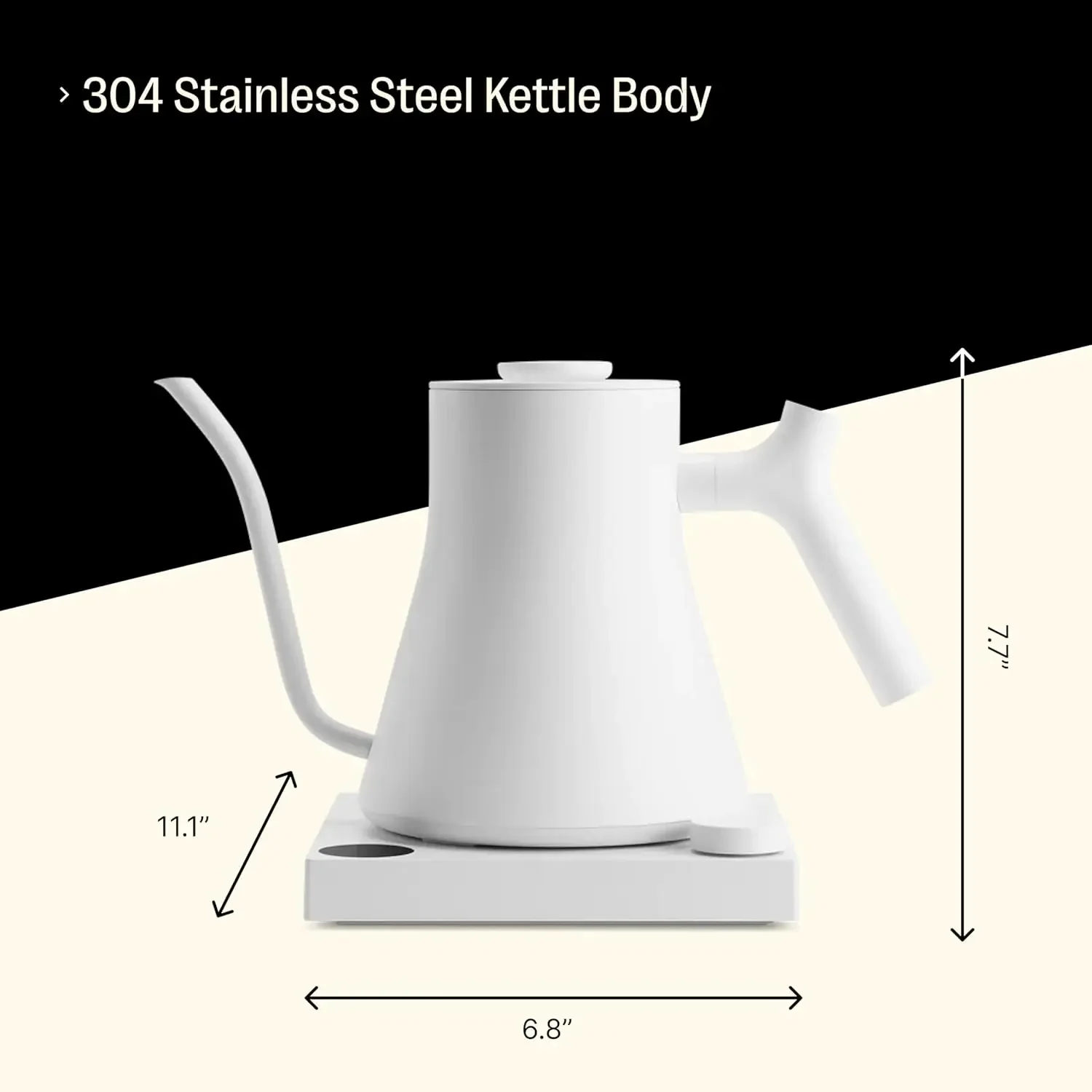 Stagg EKG Pro Electric Gooseneck Kettle - Pour-Over Coffee and Tea Pot, Stainless Steel, Quick Heating, Matte White, 0.9 Liter