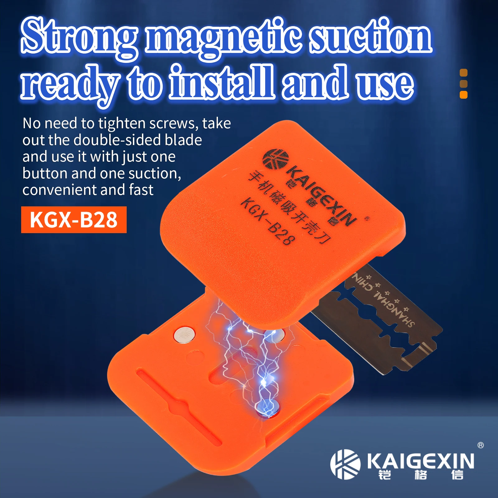 

Двустороннее лезвие Kaigexin для ремонта мобильных телефонов, универсальное магнитное всасывающее лезвие, KGX-B28