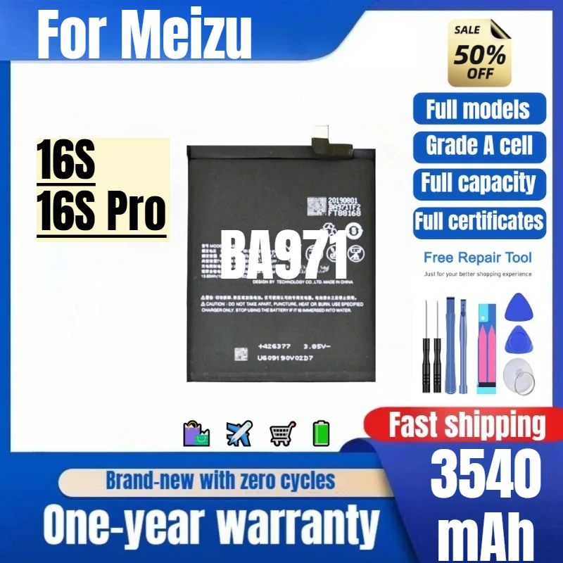 BA971 for Meizu 16S/16S Pro Mobile Phone Battery 0 Cycle High Quality High Capacity Replacement Bateria Grade A Cell with Tools