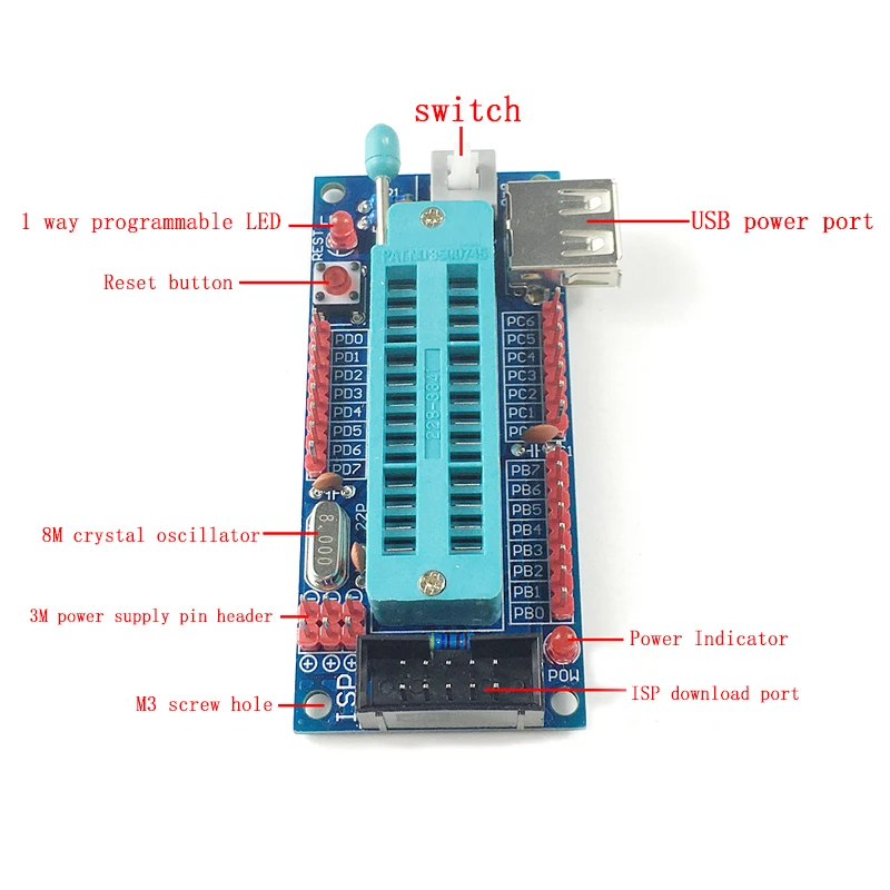 ATmega8 ATmega48 ATMEGA88 Development Board AVR (NO Chip) New Diy Electronic Module Diy Kit Pcb Board USB Interface