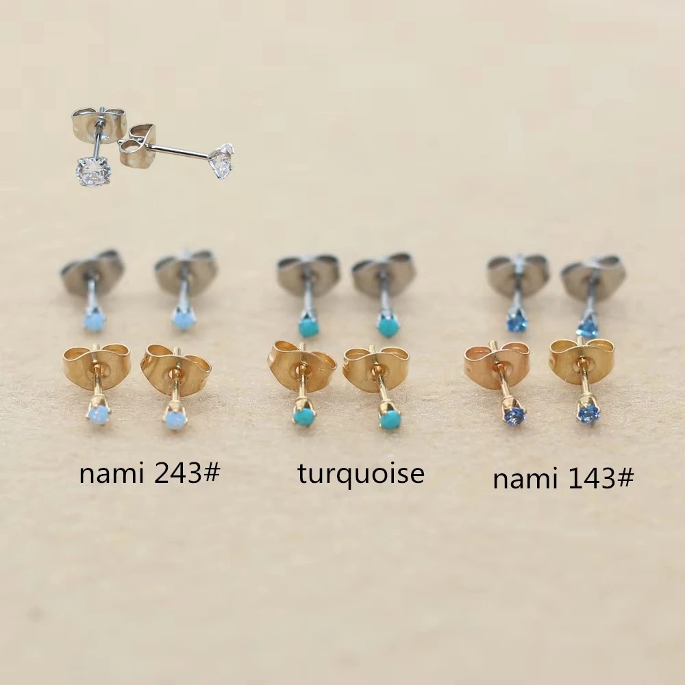 

Super Mini 2mm Vintage Round Stones Stainless Steel Push Up Stud Earrings No Fade Allergy Free Brief Jewelry