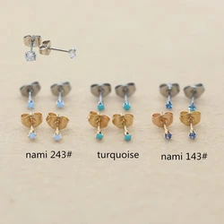 Super Mini 2mm Vintage Round Stones Stainless Steel Push Up Stud Earrings  No Fade Allergy Free Brief Jewelry