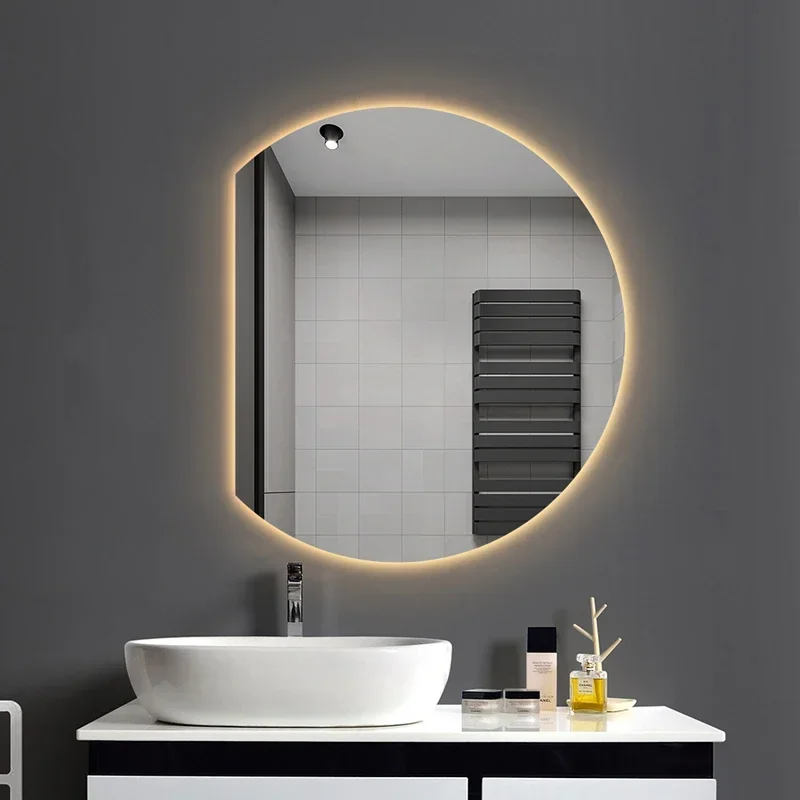 Bathroom Smart Make Up Mirror Irregular Wall Hanging Vanity Mirror With Led Light Touch Control Espejo Bano Room Decoration