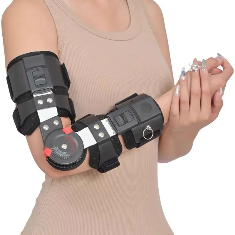 Hinged ROM Elbow Brace, Adjustable Post-Op Stabilizer Splint, Arm Injury Recovery Support Fracture Immobilization Rehabilitation