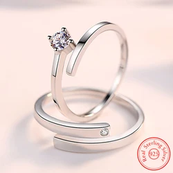 Real 925 Stelring Silver Women's New Jewelry Crystal Zircon Fashion Opening Couple Ring For Man XY0389