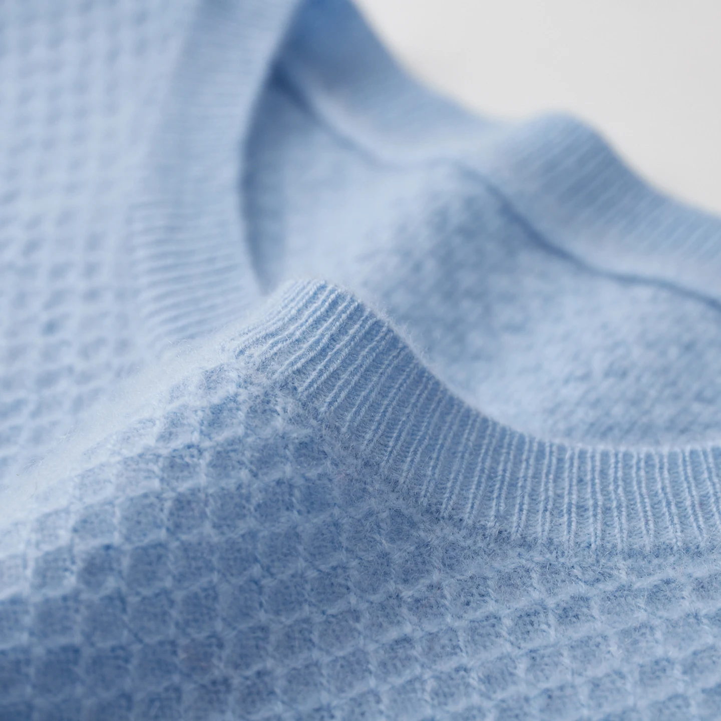 Men's Autumn and Winter 100%Wool Knitted Short Sleeved Honeycomb Jacquard Warm and Comfortable Base