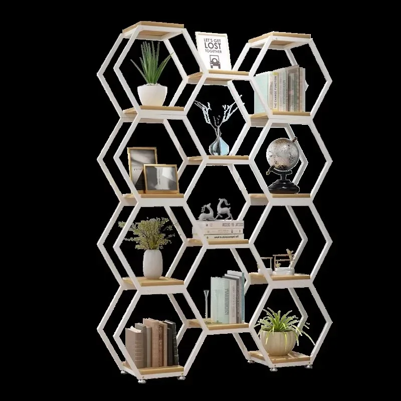 

9U wrought iron partition rack office screen partition living room entrance flower stand creative hexagonal product exhibition