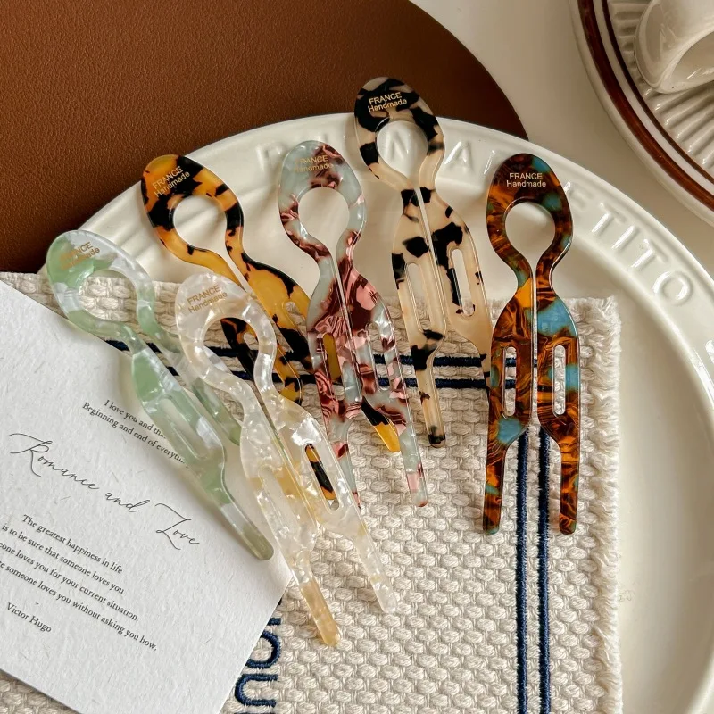 Fashion U Hair Pin Acetate Korean Style Updo Tool Quick Low Bun Maker Women Lazy Elegant Hair Accessories for Daily Party Use