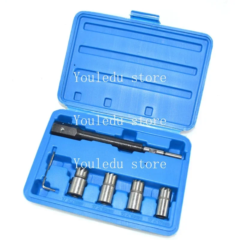 1 Set Injector Remover 5Pcs Diesel Injector Seat & Cleaner Carbon Remover Seat Tools Cutter Milling Cutter Set Universal Car