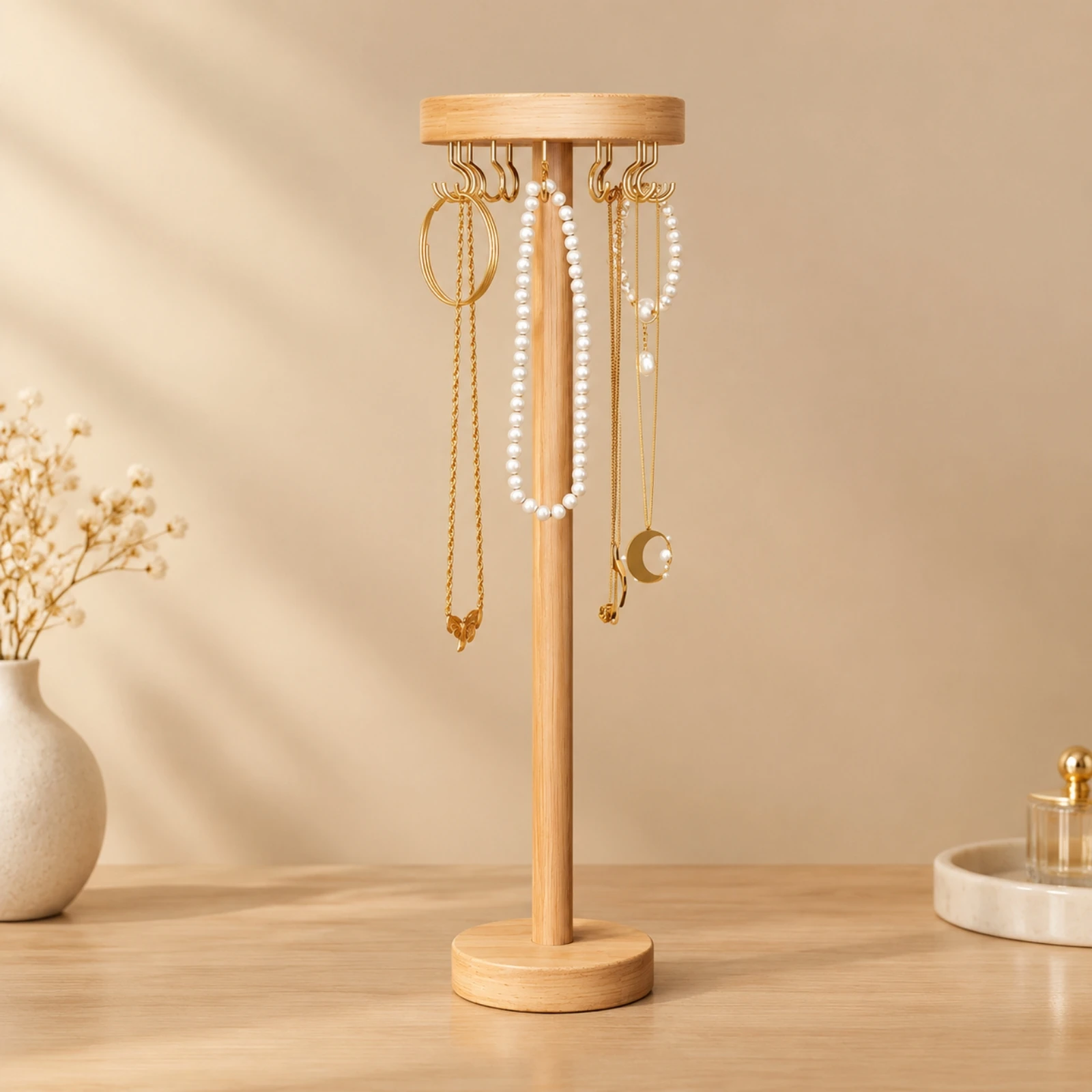 Necklace Holder Portable Tabletop Jewelry Display Stand Bracelet and Necklace Organizer Stand Multi Functional for Dresser