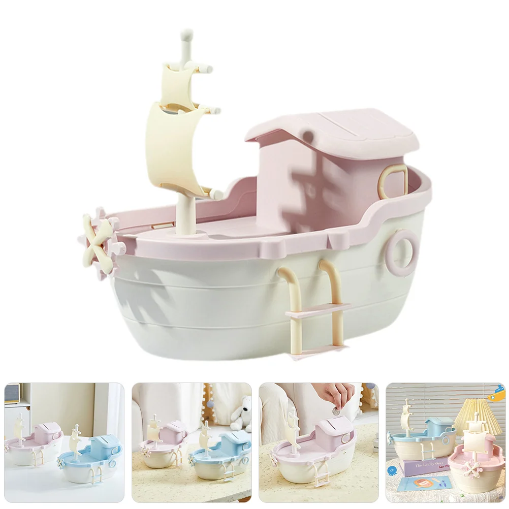 

1pc Pirate Ship Piggy Bank For Cute Money Saving Jar Desktop Decor Coin Storage Pot Unbreakable Small Bank