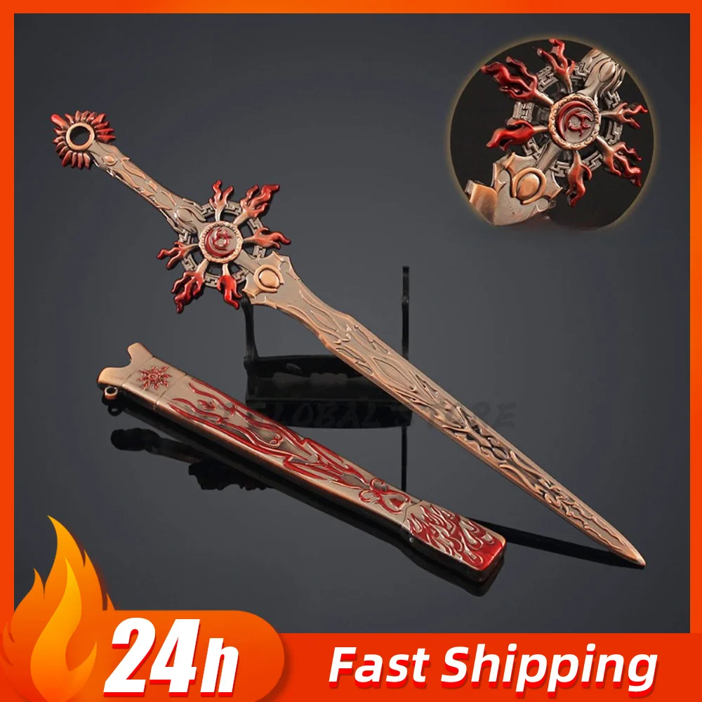 30ซม./11.81inอะนิเมะอุปกรณ์ต่อพ่วงGolden Lightหุ่นแสดงอายุดาบอาวุธโลหะคอลเลกชันตกแต่งPropsเครื่องประดับของเล่น