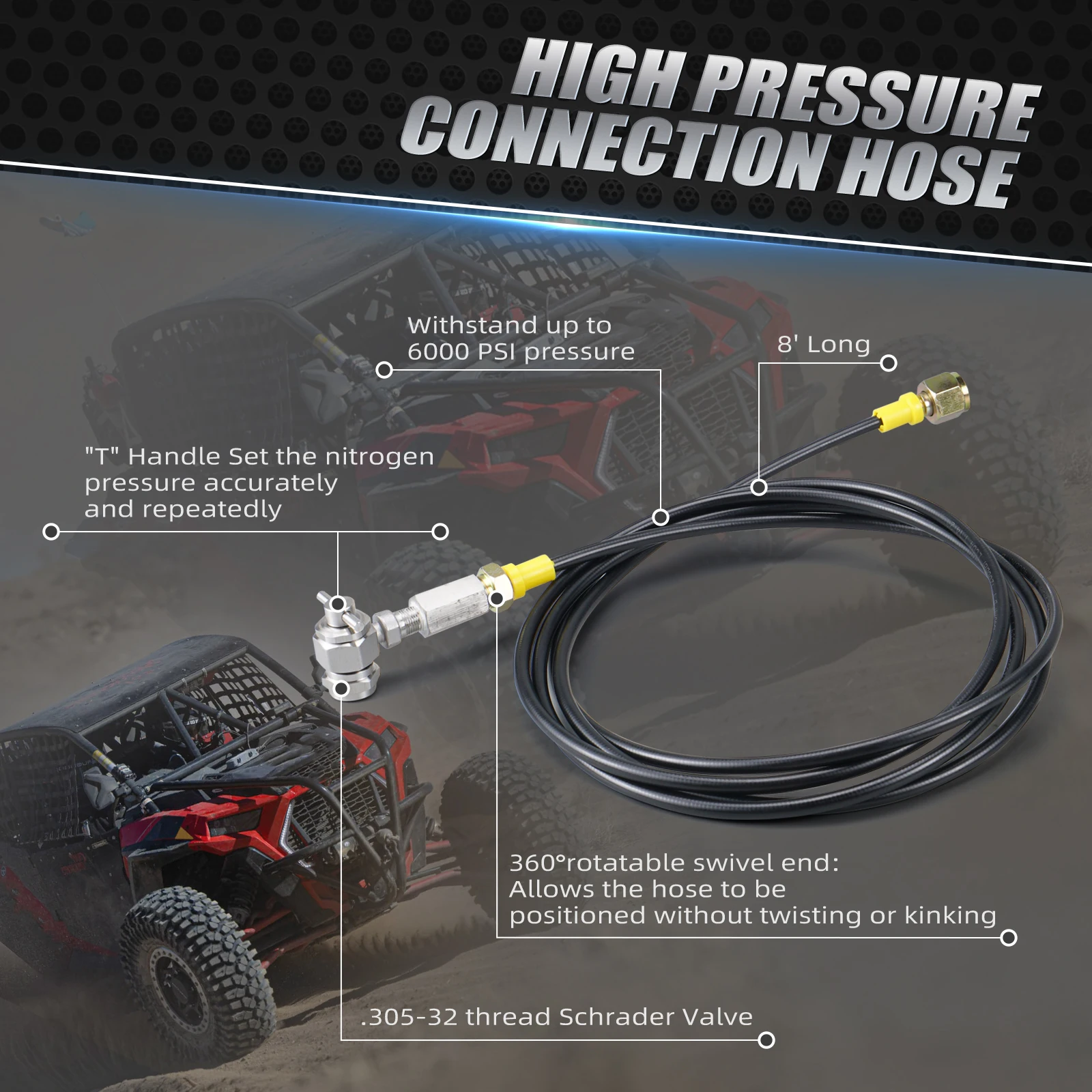 3500psi UTV Shock Nitrogen Regulator Fill Tool Kit for Yamaha YZF Raptor 700 Polaris RZR Honda Kawsaki Suzuki CanAm Arctic Cat