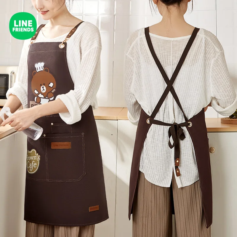 Line Friends Brown Bear Cute Cartoon Apron Kawaii Antifouling Waterproof Lovely Kitchenware Home Decor Adorkable Holiday Gifts