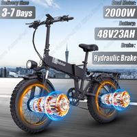 Ridstar Electric Bicycle 2000W Dual Brushless Motor 48V23AH Lithium Battery Folding E-bike 20*4.0-In Fat Tire City Electric Bike