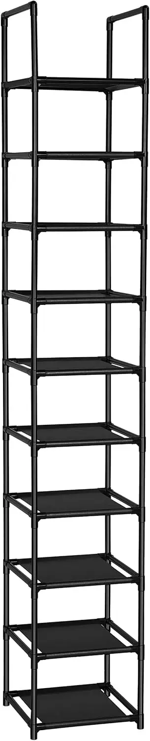 

10 Tiers Shoe Rack Space Saving Vertical Single Pairs Sturdy Shoe Shelf Storage Organizer