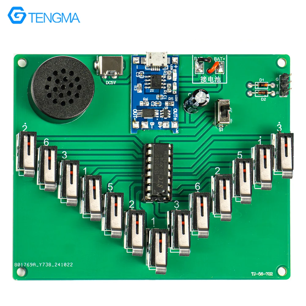 Kalimba Electronic Keyboard DIY Soldering Kit Pentatonic Scale Instrument Fun Circuit Board Parts