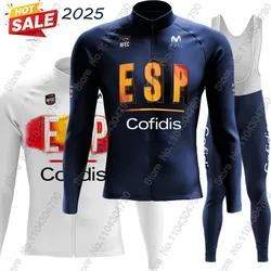 Espana National Team 2025 Cycling Jersey Set Long Sleeve Spain Cofidis Clothing Men Road Bike Suit Thermal Fleece MTB Maillot