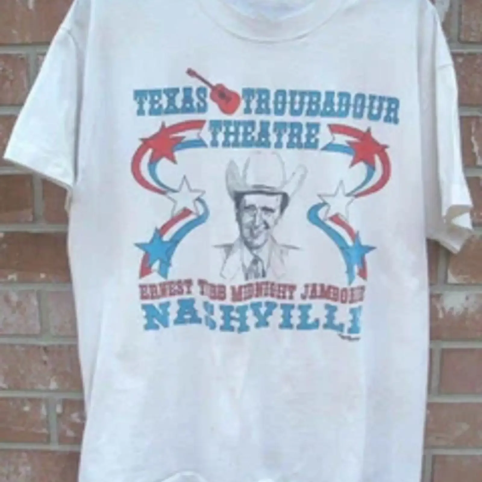 Футболка TEXAS VTG ERNEST TUBB MIDNIGHT JAMBOREE, белая, размер S-2345XL, CC4254, винтажная, с эффектом потертости, стильная, уличная мода, дышащая, мужская.