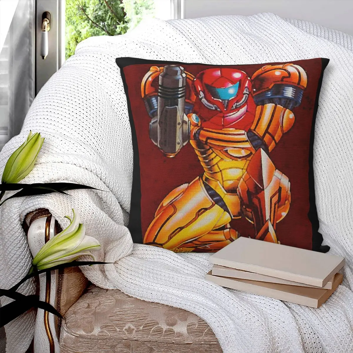 

Metroid II Return Of Samus Metroid Samus Aran Square Pillowcase Pillow Cover Cushion Comfort Throw Pillow for Home Bedroom