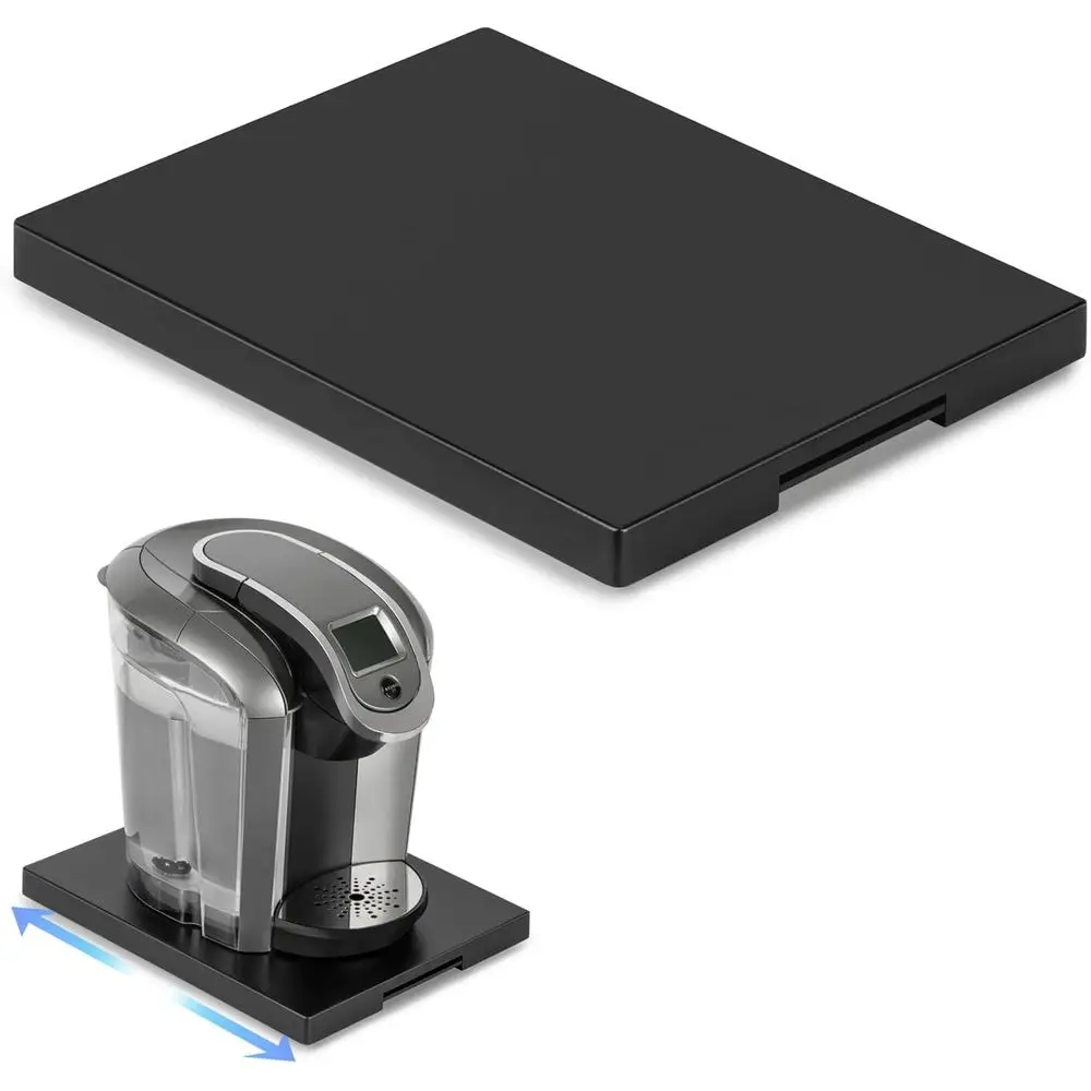 

Подставка-слайдер для техники, деревянный выдвижной поднос или подставка для кофеварки, подставка для кофейника или для установки на столешницу, кухонный передвижной поднос (классический черный - глубокий)