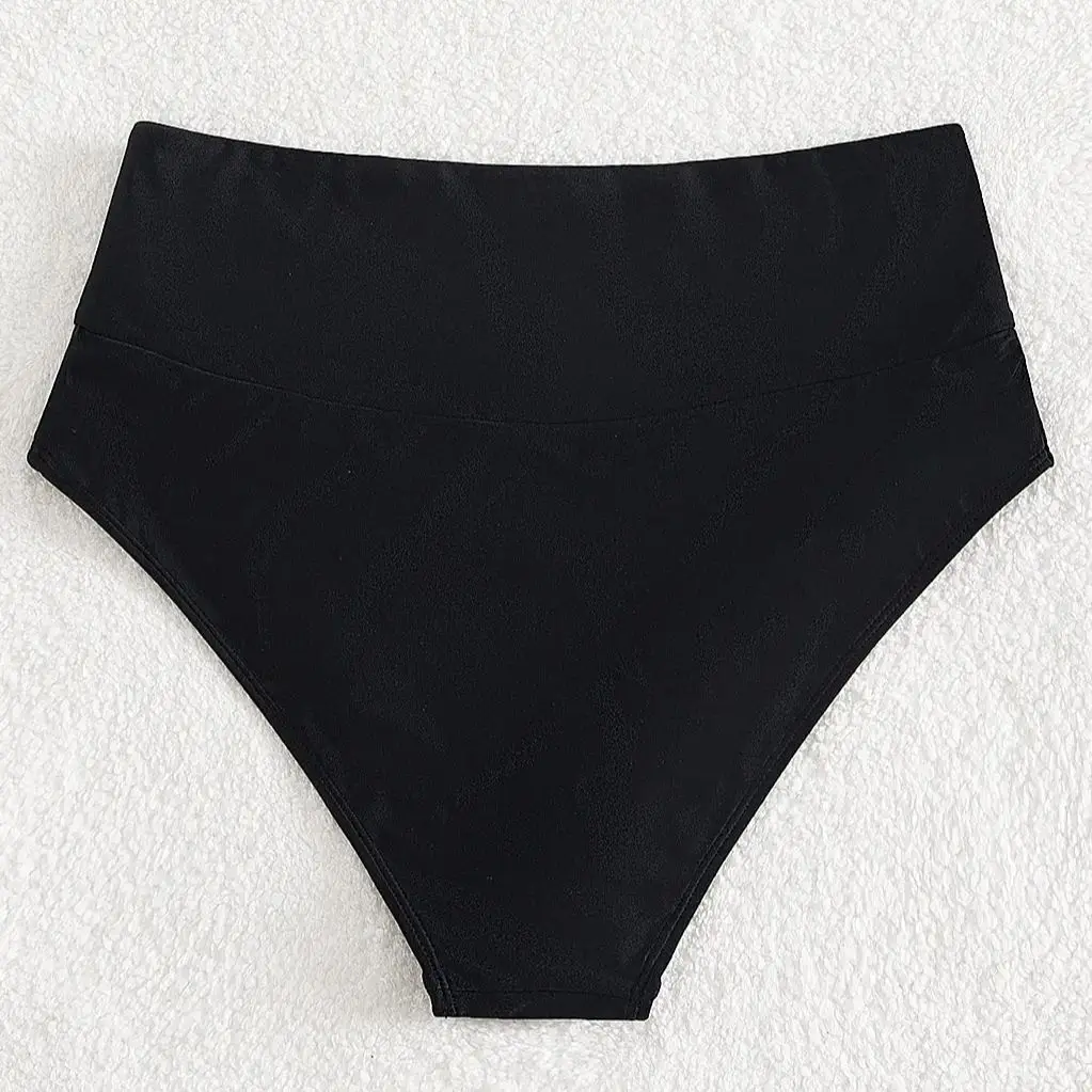 Women Swimming Shorts crossed waistband female beach shorts high-waist sexy bikini bottoms solid color