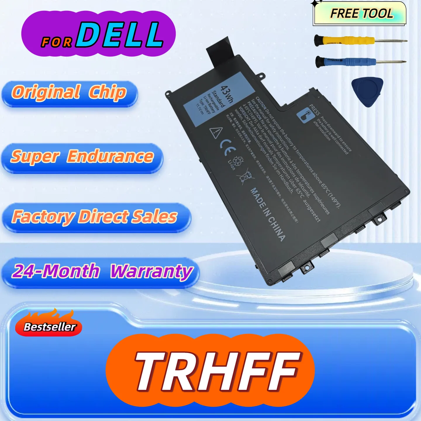 

TRHFF Laptop Battery For Dell Inspiron 5547 5545 5548 5445 5448 5447 5457 3450 3550 1V2F6 01V2F 0PD19 Free Tool + 24M Warranty