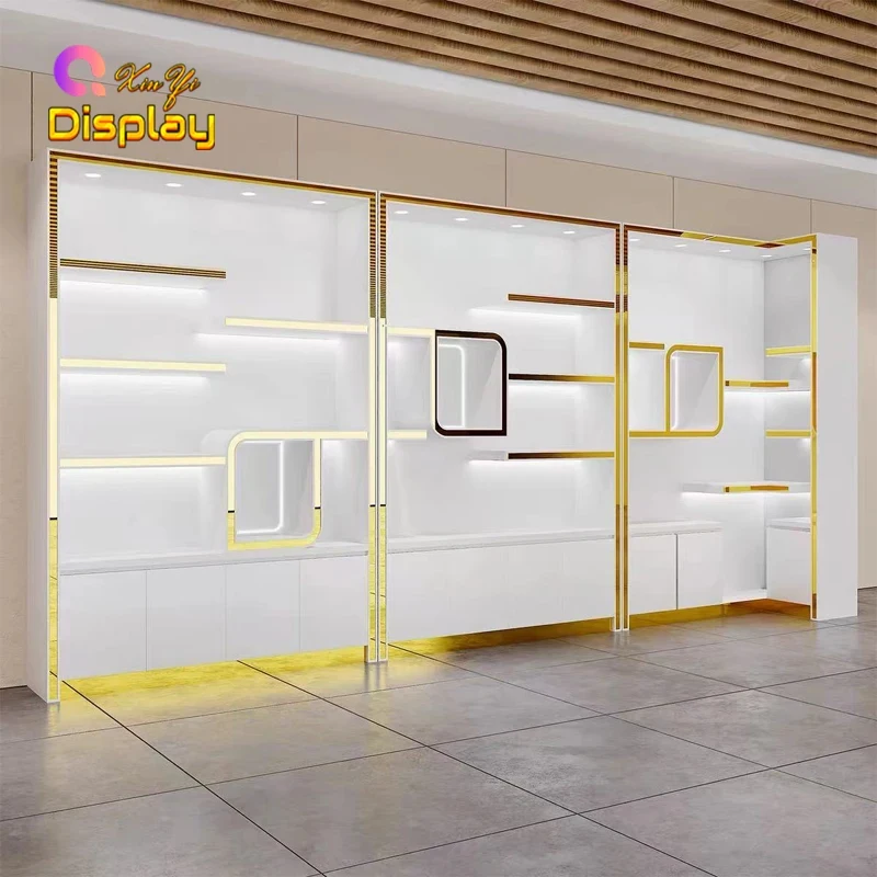 custom.Custom Hair Salon Display Cabinets Wig Shop Furniture Modern Beauty Interior Design Wig Display Rack & Layout Solut