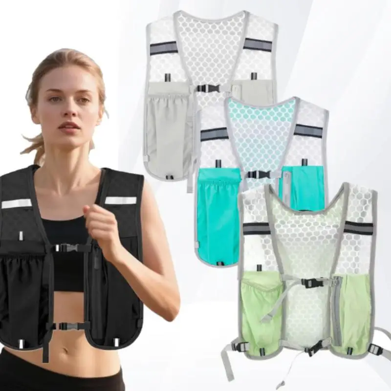 Reflective Hydration Backpack Waterproof Running Sports Vest For Hiking Cycling Marathon With Multi-Pocket