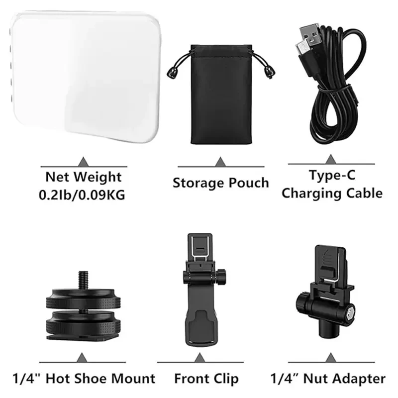 مشبك ضوء الهاتف LED ضوء الفيديو المعدل 3 أوضاع إضاءة، مؤتمر فيديو سيلفي قابل لإعادة الشحن بقوة 2200 مللي أمبير في الساعة #4