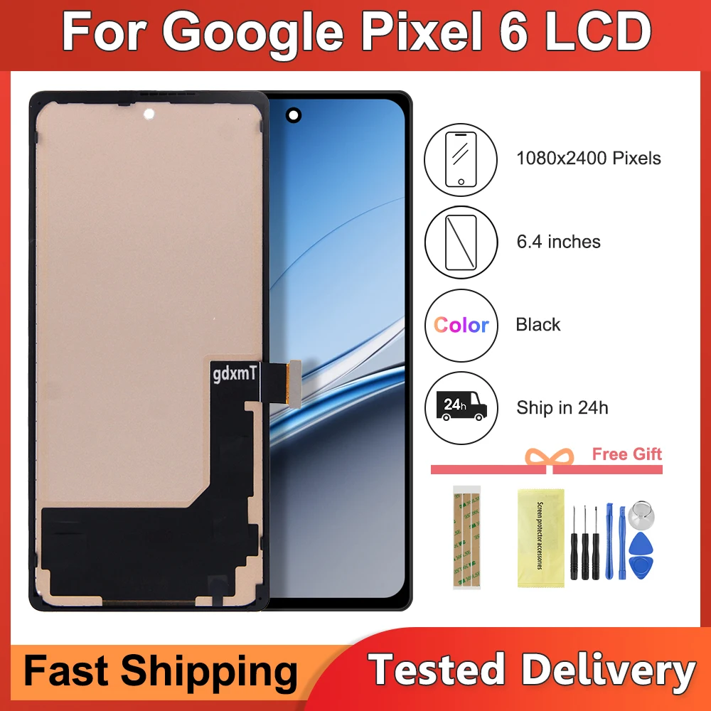 For Google Pixel 6 TFT Quality LCD Display Screen Touch Digitizer Assembly GB7N6 G9S9B16 G9S9B Compatible with Pixel 6 Models
