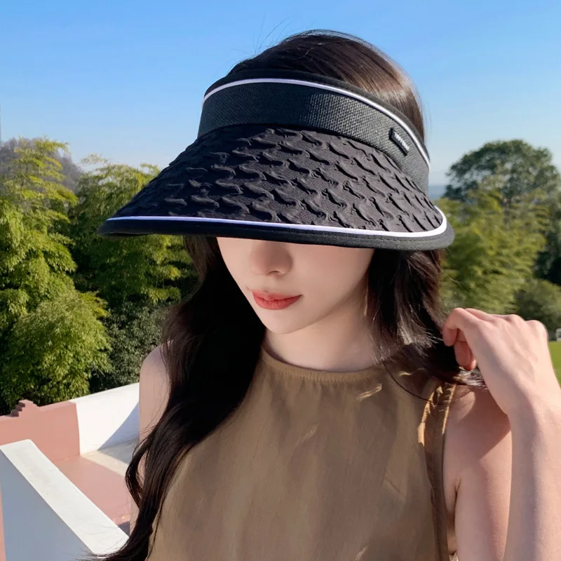 2023 Korean Summer Female Japanese-Style and Internet-Famous Embossed Protection Visor Sun Hat Outdoor Breathable