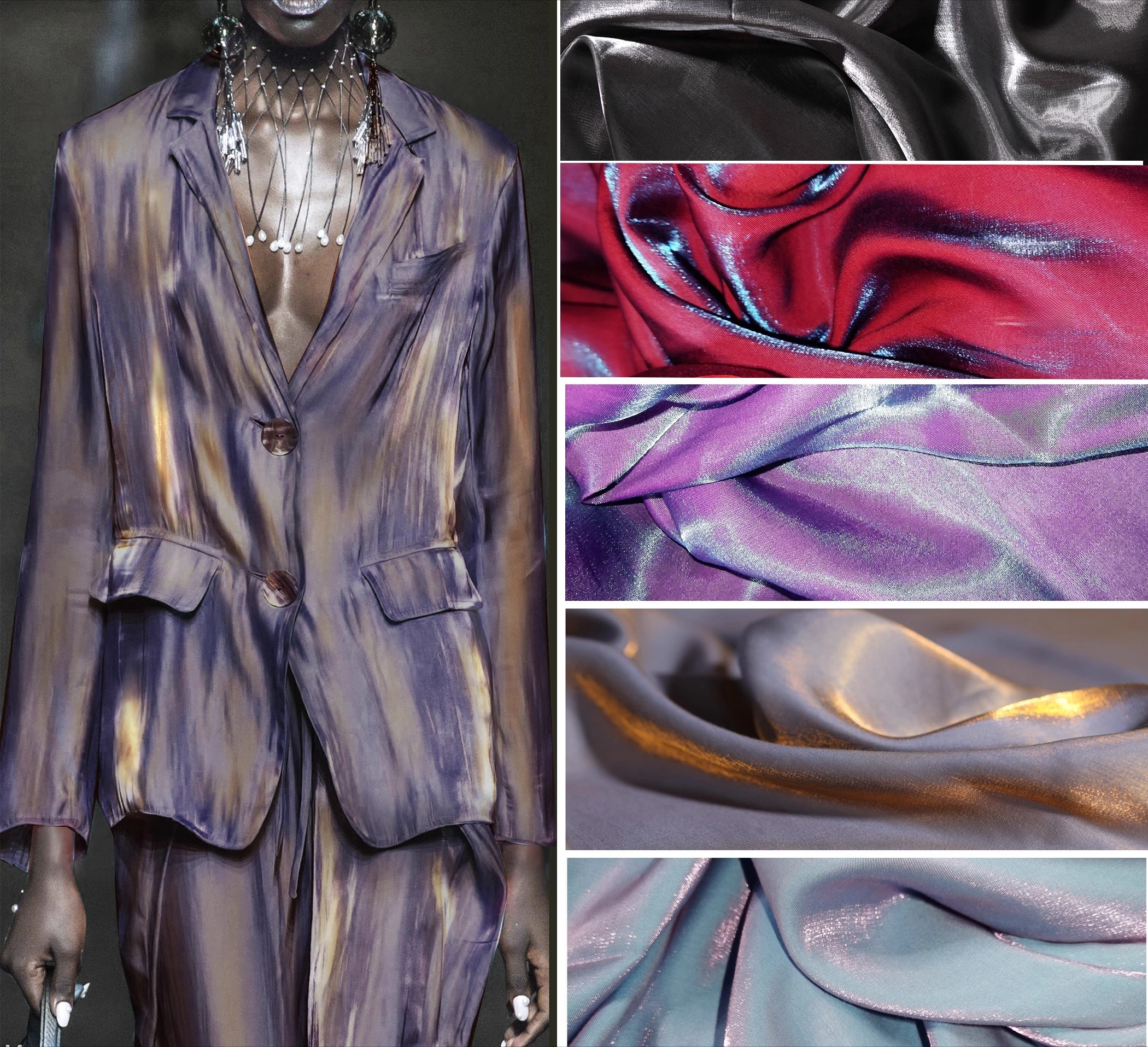 

Smooth glass gradient fabric sewing Hanfu formal dress skirt coat fashion designer fabric DIY background arrangement