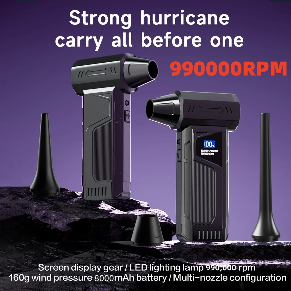 

Turbo Fan Upgrade New M4 Rechargeable Blower 990000RPM Brushless Air Blower Turbo Jet Fan Portable Dust Blower Electric Dryer